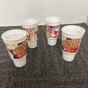 Set Of 4 Vintage Boston Red Sox cup souvenir Fenway Park MLB Season Coca-Cola